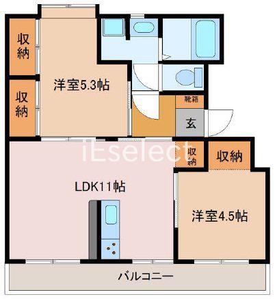 ドリーム佐倉 II(2LDK/3階)の間取り写真