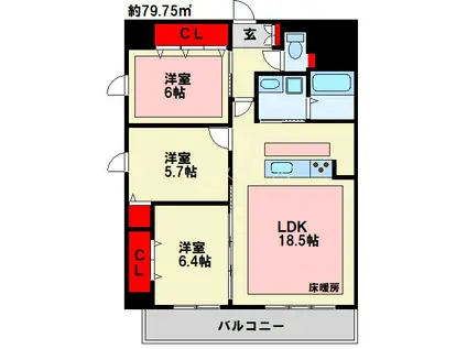 FAMILE(3LDK/8階)の間取り写真