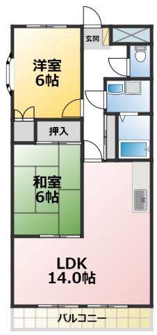 サンタナガーデン(2LDK/1階)の間取り写真