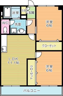 FELT727(2LDK/2階)の間取り写真
