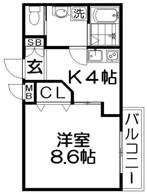レジデンス ナンワ 香里園(1K/1階)の間取り写真