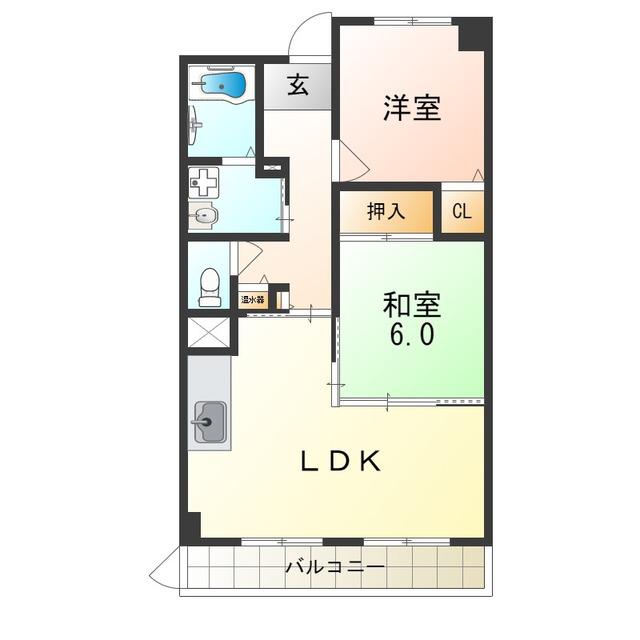 エスポワール(2LDK/2階)の間取り写真