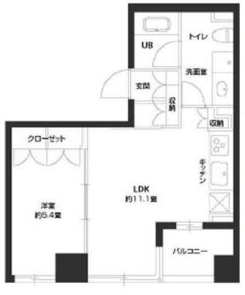 パークキューブ銀座イースト(1LDK/5階)の間取り写真