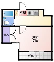 コナビック東伊場(1K/1階)の間取り写真