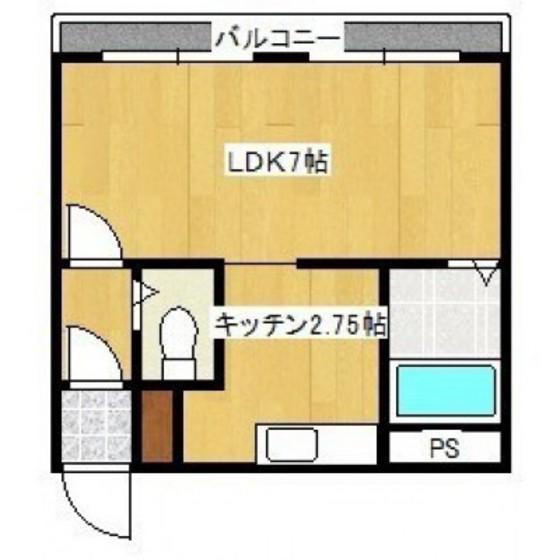 ビバリアII(1K/3階)の間取り写真