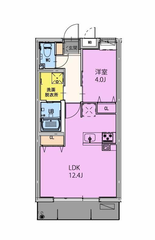 GRAND NINE南宮崎(1LDK/3階)の間取り写真