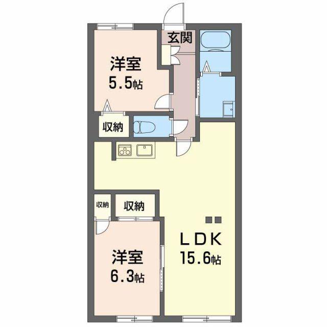 エステート花もと(2LDK/1階)の間取り写真