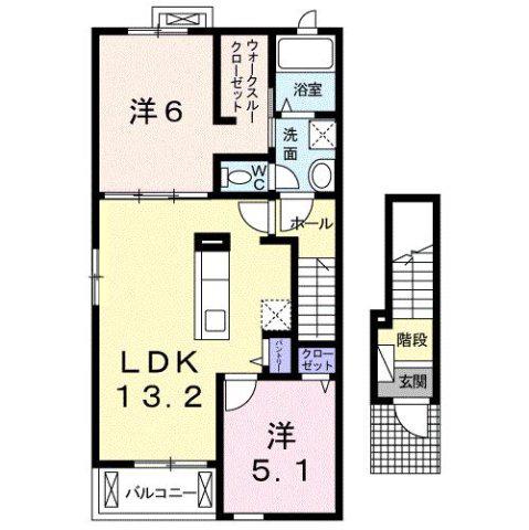 グリーンビラ C(2LDK/2階)の間取り写真