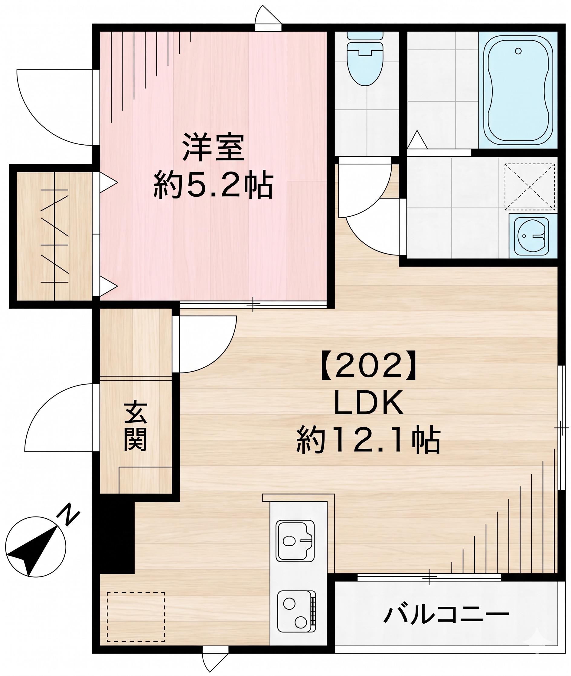 ビオス中央(1LDK/2階)の間取り写真