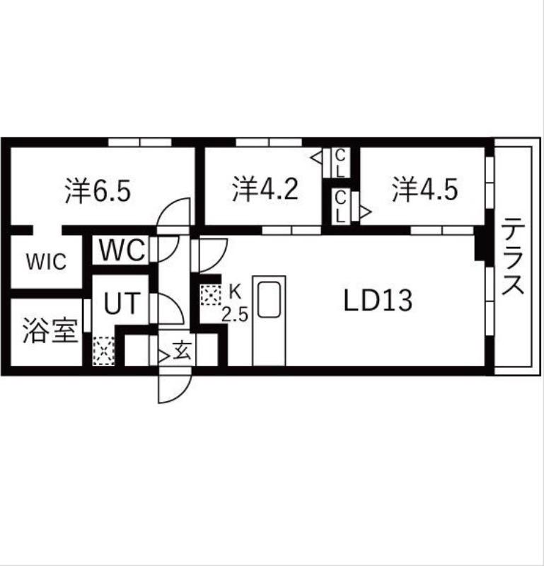 BALBONI山鼻(2SLDK/1階)の間取り写真