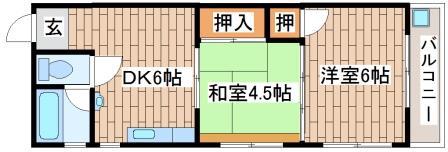 平野ビル(2DK/4階)の間取り写真