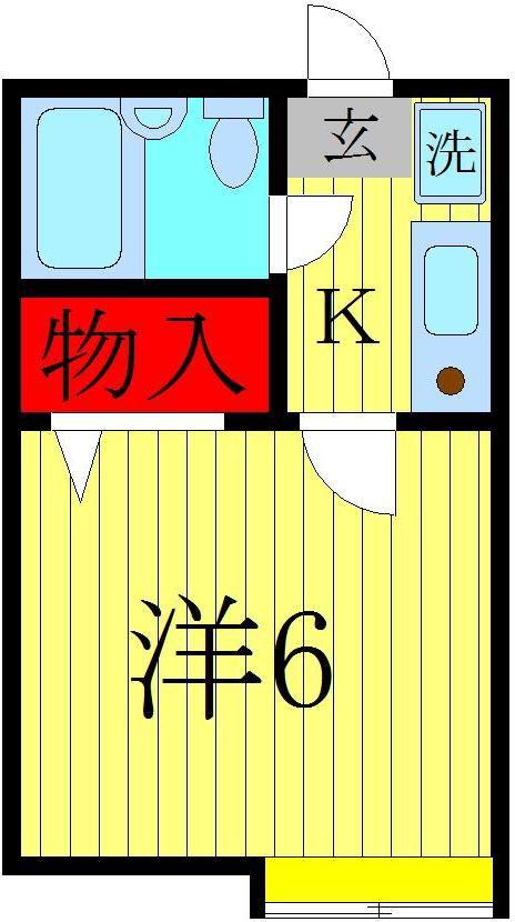 パティオ稔台B(1K/1階)の間取り写真