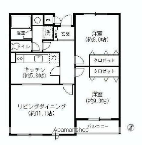 ドゥムール西片(2LDK/3階)の間取り写真