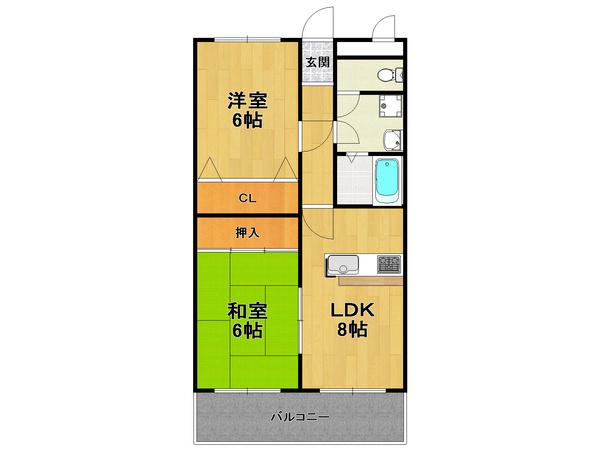 マーサ南野(2DK/3階)の間取り写真