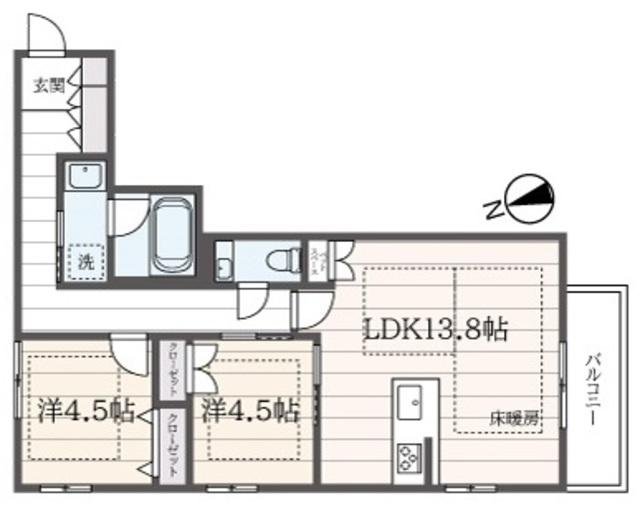LUPINUS(2LDK/2階)の間取り写真