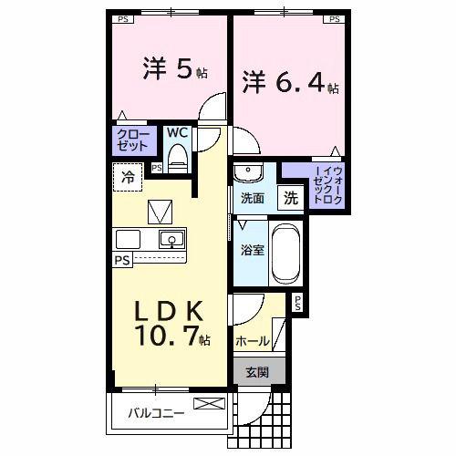 メゾン・ド・ノート(2LDK/1階)の間取り写真