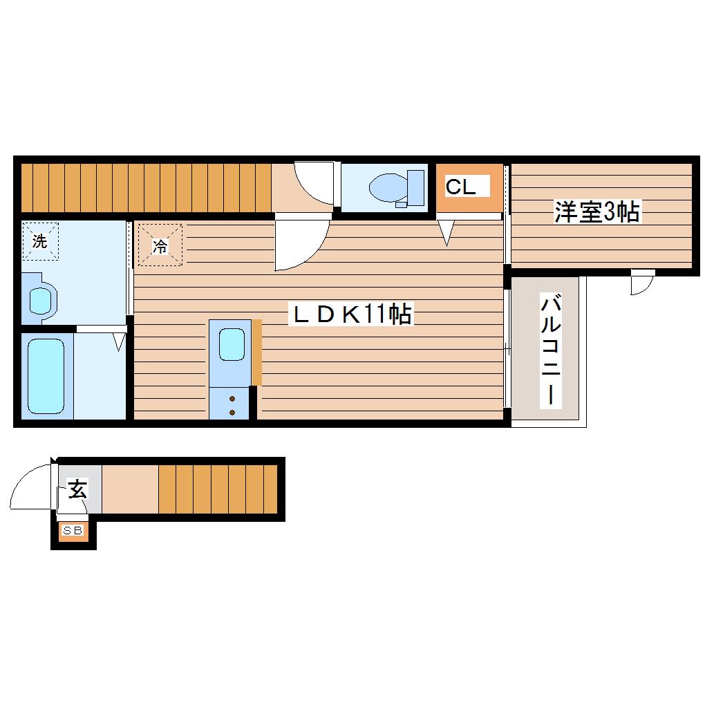 CRASTINE荒井2丁目(1LDK/2階)の間取り写真