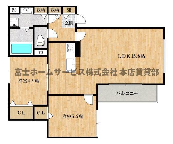 D-ROOM SUMIE イースト(2LDK/3階)の間取り写真