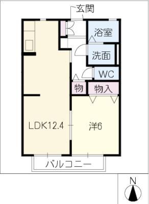 ビューテラス鵜沼C(1LDK/2階)の間取り写真