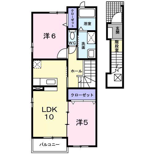 グランデュールコートC棟(2LDK/2階)の間取り写真