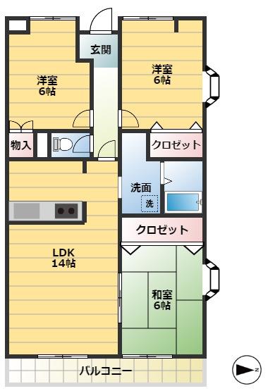 グランコート 鈴の宮(3LDK/3階)の間取り写真