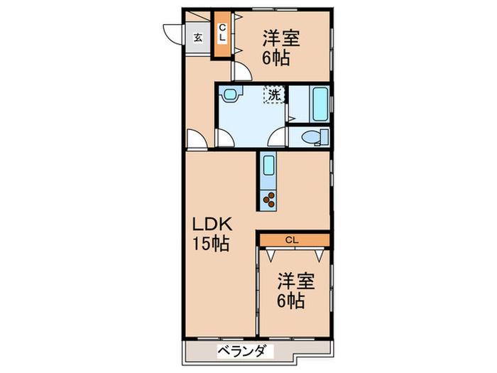 パステル12(2LDK/6階)の間取り写真