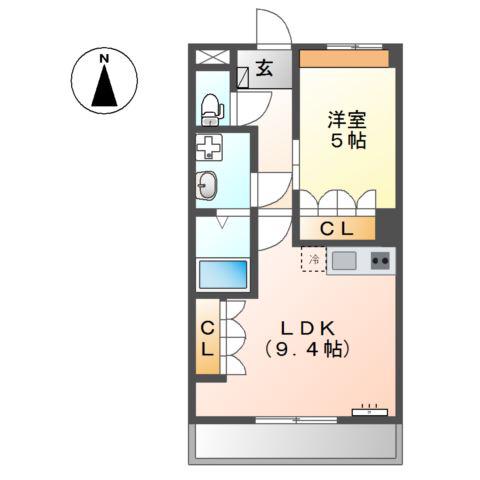ヴレ スュール(1LDK/2階)の間取り写真