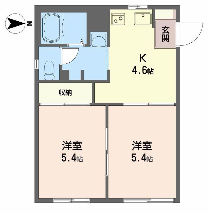 シティーハイツ高松(2K/1階)の間取り写真