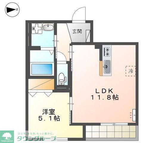 鶴見区下末吉マンション(1LDK/3階)の間取り写真
