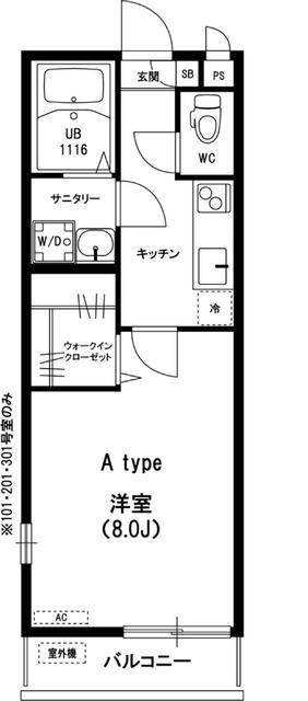 リブリ旭町(1K/1階)の間取り写真