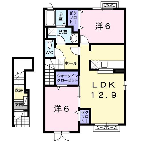 ファンタジー(2LDK/2階)の間取り写真