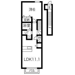 シャンドフルール(1LDK/2階)の間取り写真