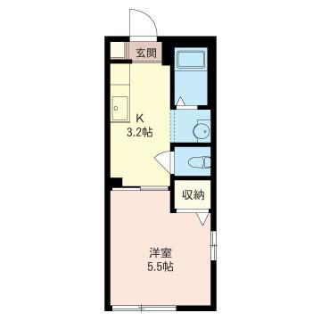 バリュージュ湘南台(1K/1階)の間取り写真