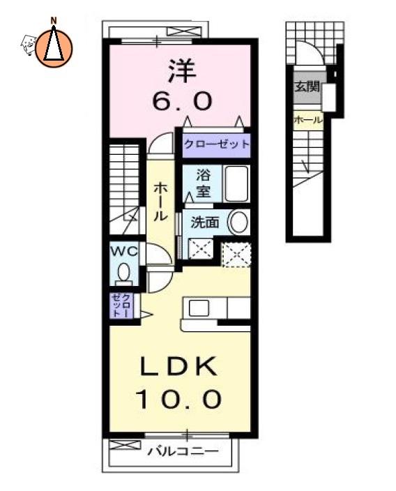 メゾンSAKAKI(1LDK/2階)の間取り写真