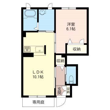 東武東上線 北坂戸駅 徒歩10分 2階建 築16年(1LDK/1階)の間取り写真