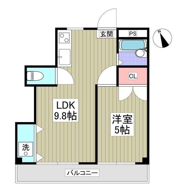 ドエル南浦和(1LDK/3階)の間取り写真
