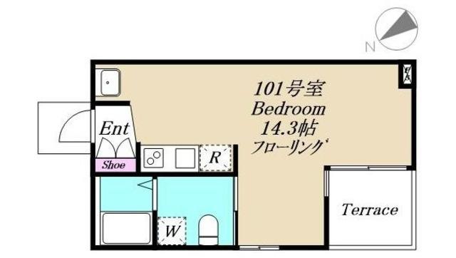 GLOSS TERRACE(ワンルーム/1階)の間取り写真