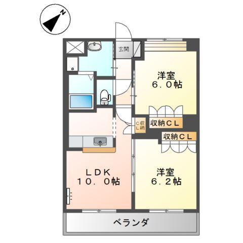 アバンティ・イースト(2LDK/2階)の間取り写真