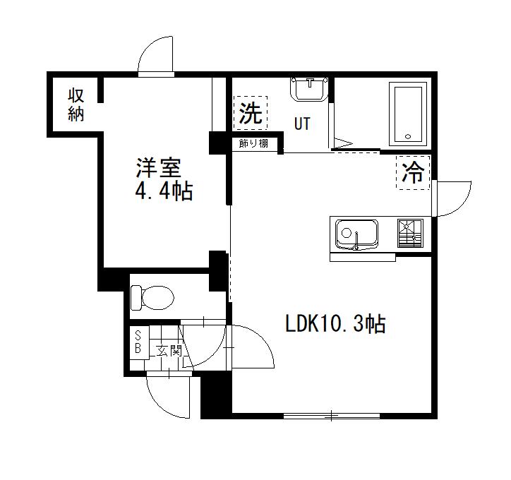 PORTE若松(1LDK/1階)の間取り写真