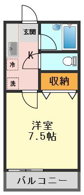 ラ ジェルス アオト(1K/2階)の間取り写真