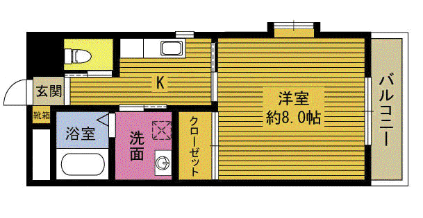 S-BLD(1K/4階)の間取り写真
