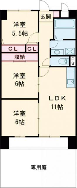 ベル・アーバニティ加古川II(3LDK/1階)の間取り写真