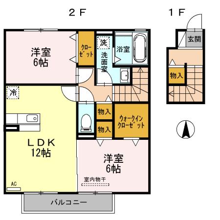 グランソレイユ(2LDK/2階)の間取り写真