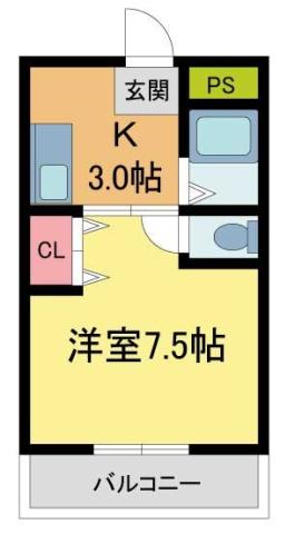 ハイム甲風園(1K/2階)の間取り写真