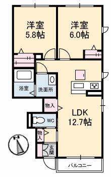 シャーメゾンエスポワールQ(2LDK/1階)の間取り写真