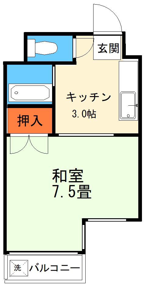アセッツ89(1K/2階)の間取り写真