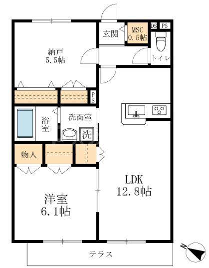 ソレイユ(1SLDK/2階)の間取り写真