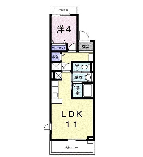 カーサフィオーレ(1LDK/3階)の間取り写真