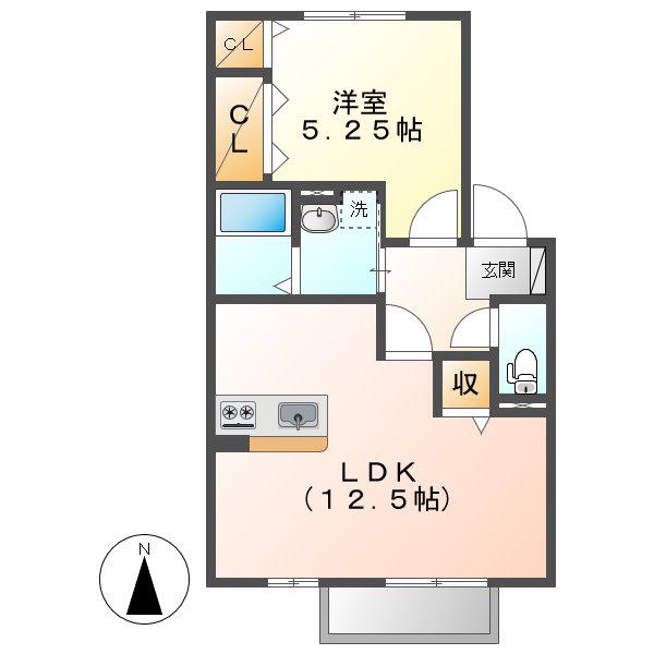 アセーボ(1LDK/2階)の間取り写真