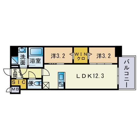ALATO 六本松(2LDK/3階)の間取り写真